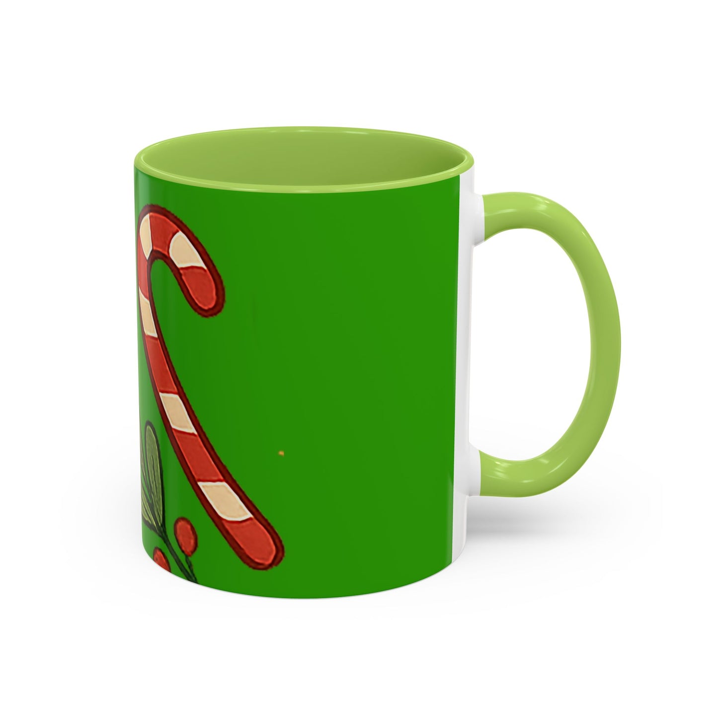 Holiday Candy Cane Mug — Festive Green Accent Coffee Cup (11/15oz)