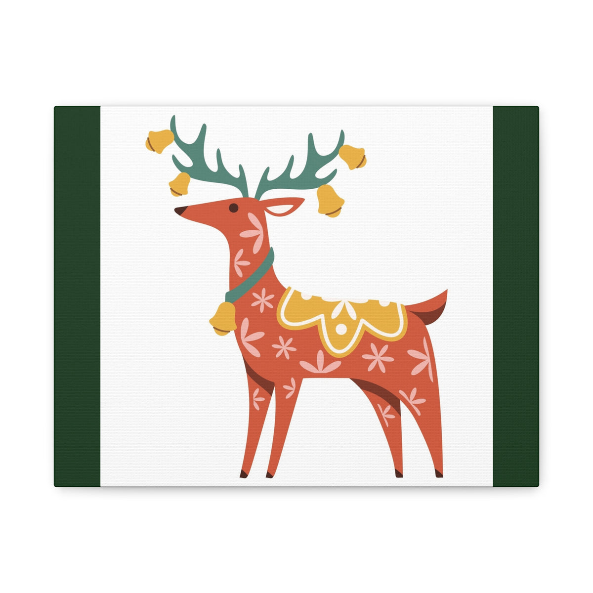 Festive Reindeer Canvas Wall Art — Holiday Decorative Stretched Matte Print