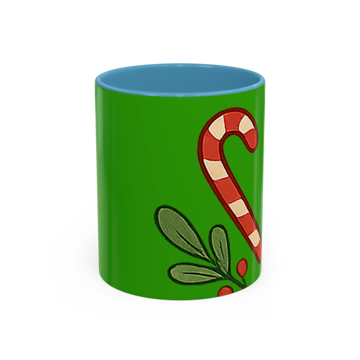 Holiday Candy Cane Mug — Festive Green Accent Coffee Cup (11/15oz)