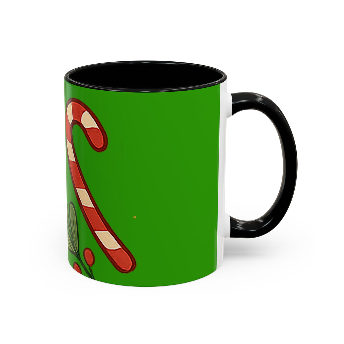 Holiday Candy Cane Mug — Festive Green Accent Coffee Cup (11/15oz)