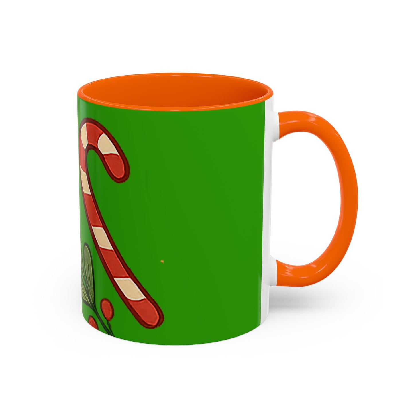 Holiday Candy Cane Mug — Festive Green Accent Coffee Cup (11/15oz)