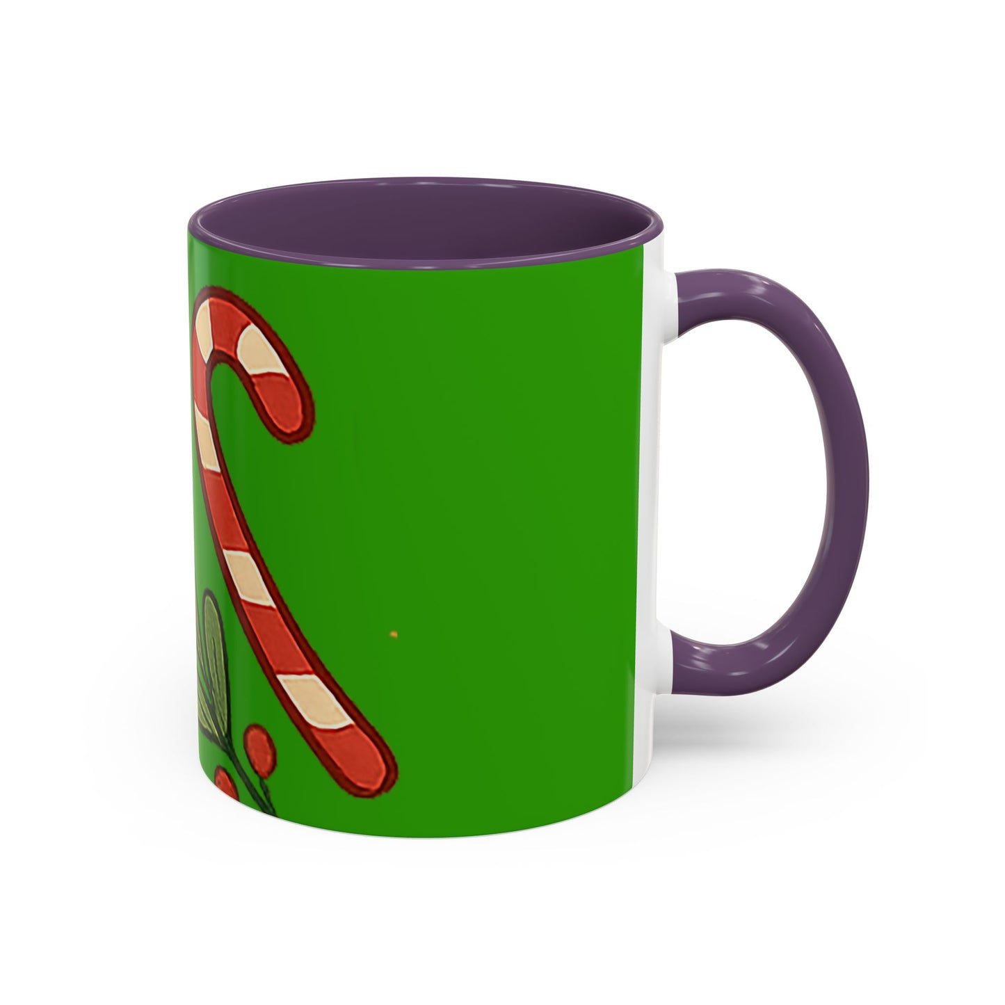 Holiday Candy Cane Mug — Festive Green Accent Coffee Cup (11/15oz)
