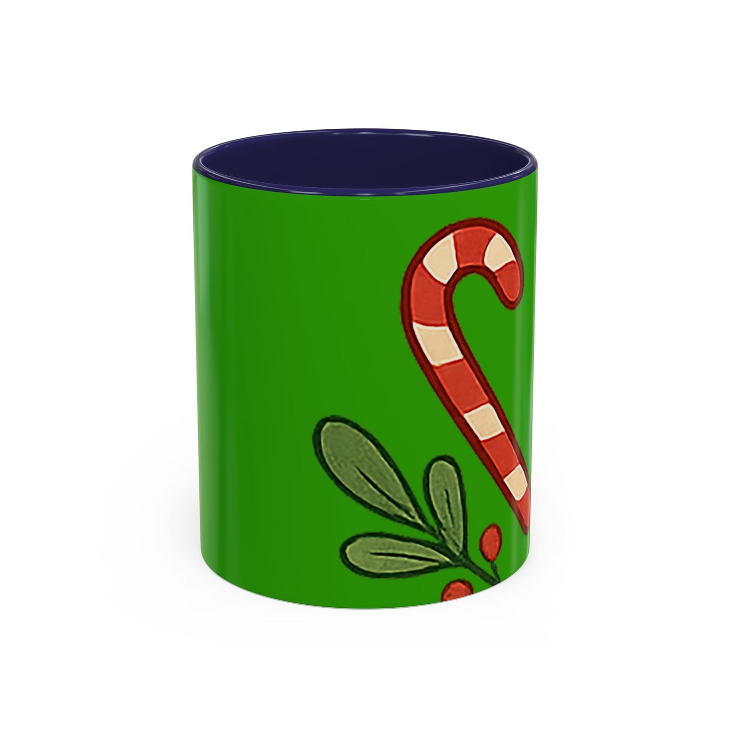 Holiday Candy Cane Mug — Festive Green Accent Coffee Cup (11/15oz)