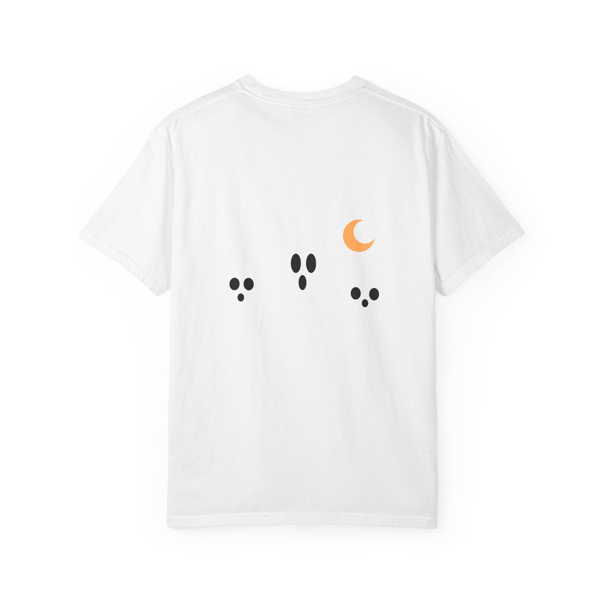 Ghost Trio T-Shirt — Cute Minimal Halloween Tee with Crescent Moon