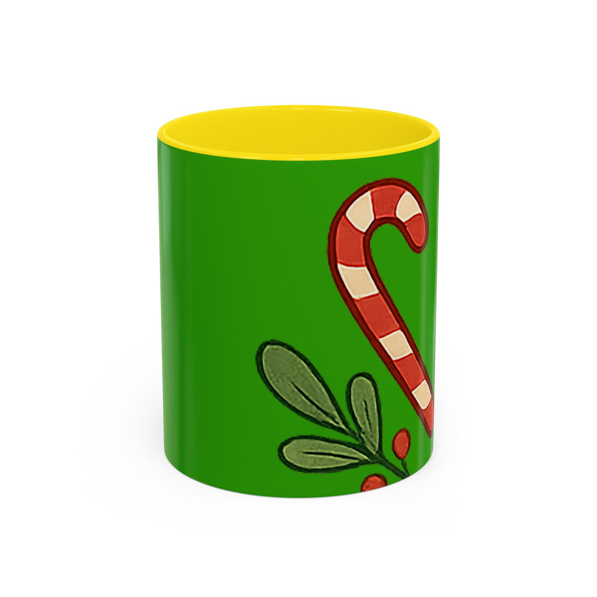 Holiday Candy Cane Mug — Festive Green Accent Coffee Cup (11/15oz)