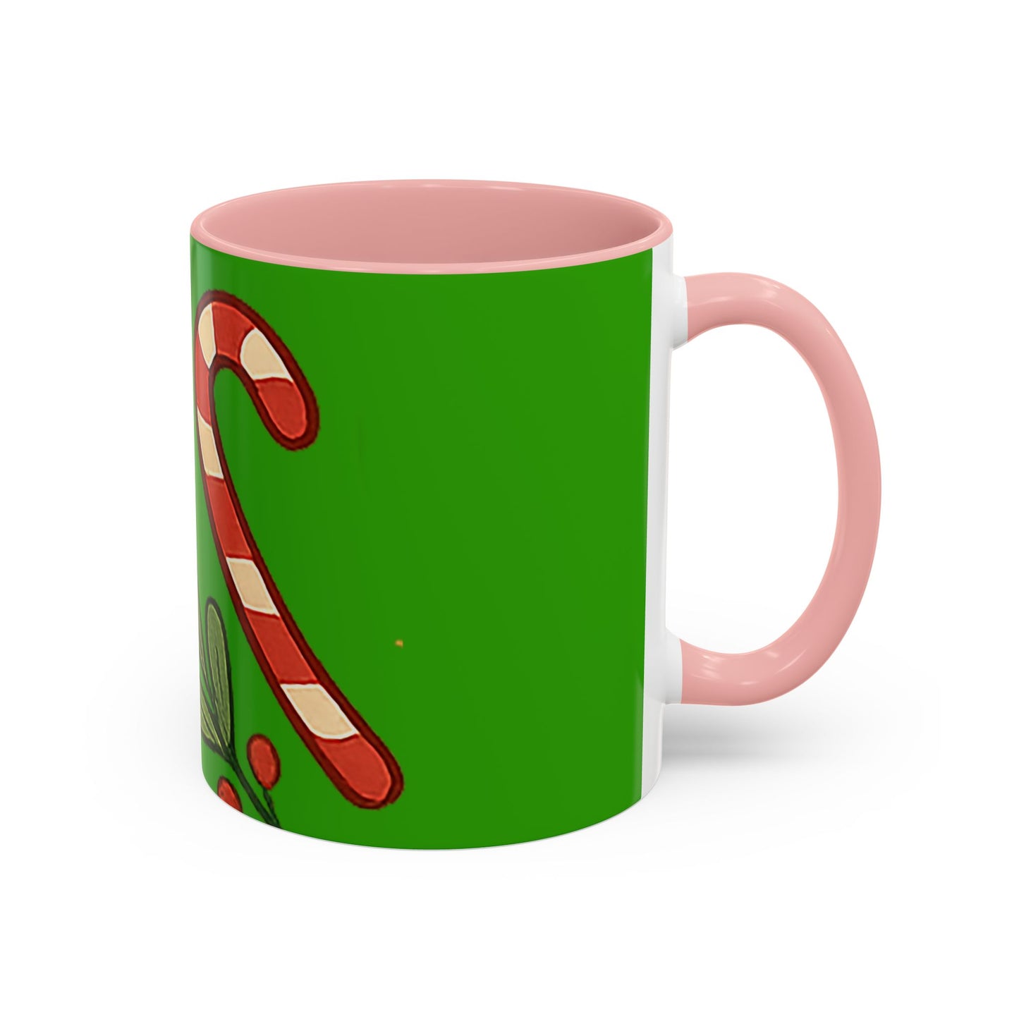 Holiday Candy Cane Mug — Festive Green Accent Coffee Cup (11/15oz)