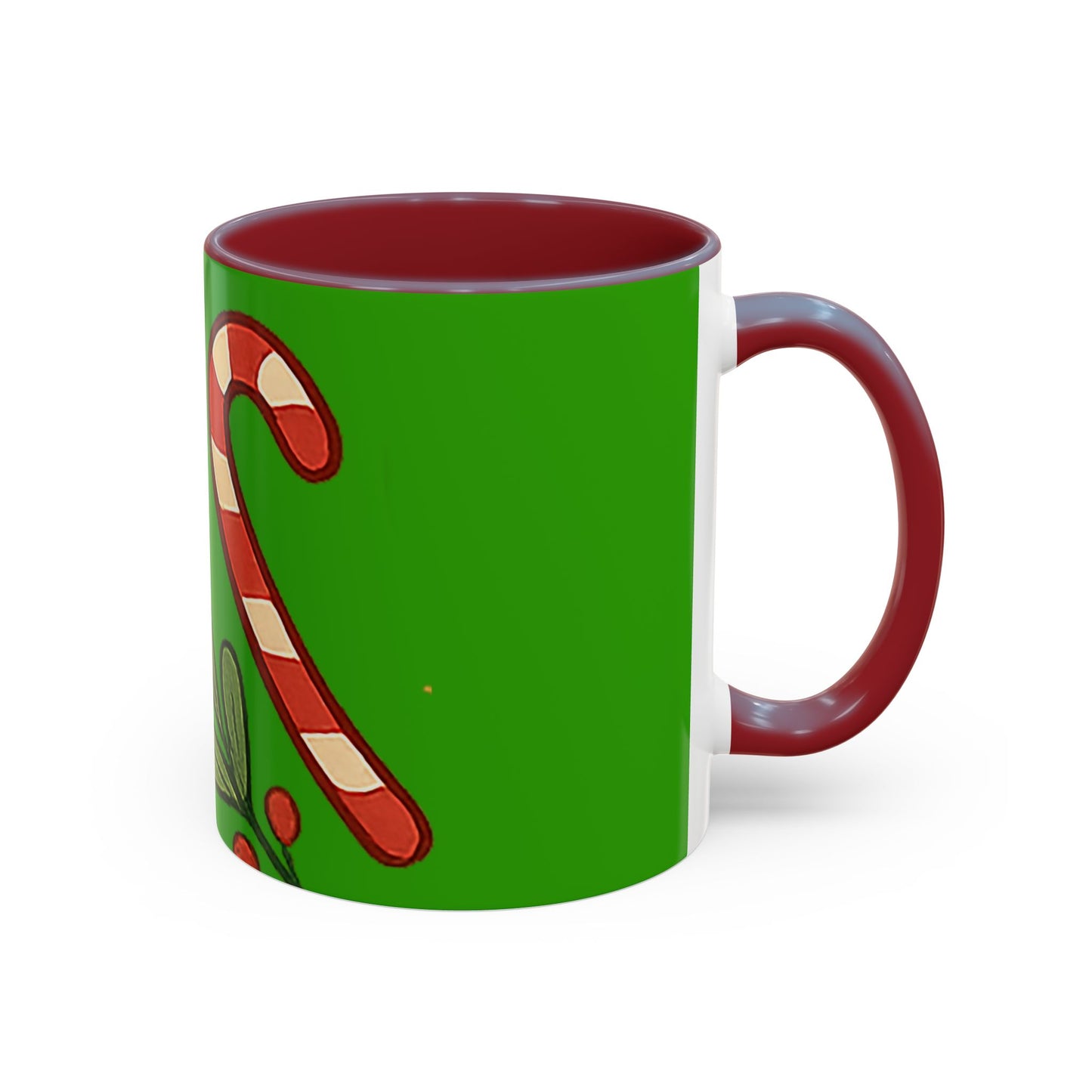 Holiday Candy Cane Mug — Festive Green Accent Coffee Cup (11/15oz)