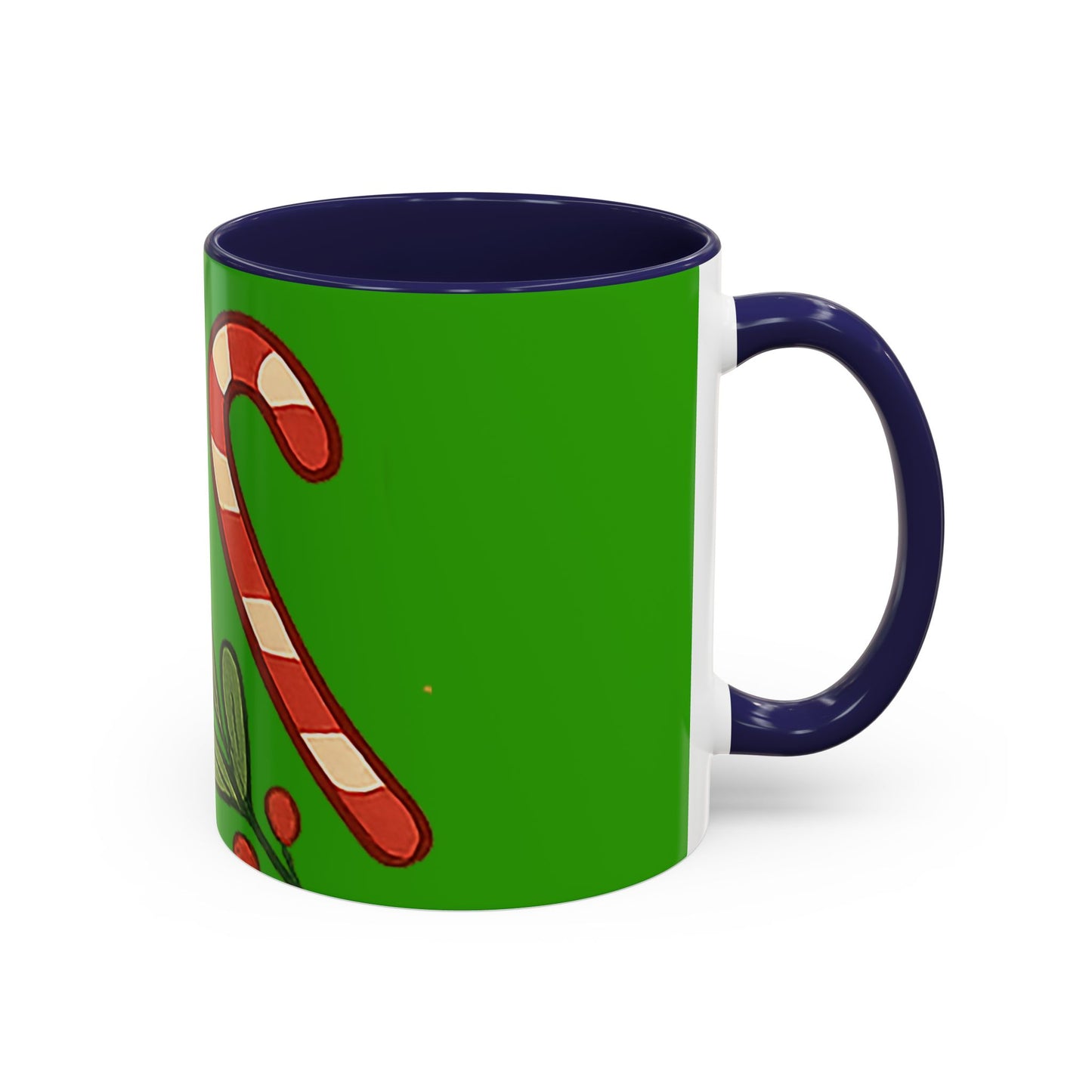 Holiday Candy Cane Mug — Festive Green Accent Coffee Cup (11/15oz)
