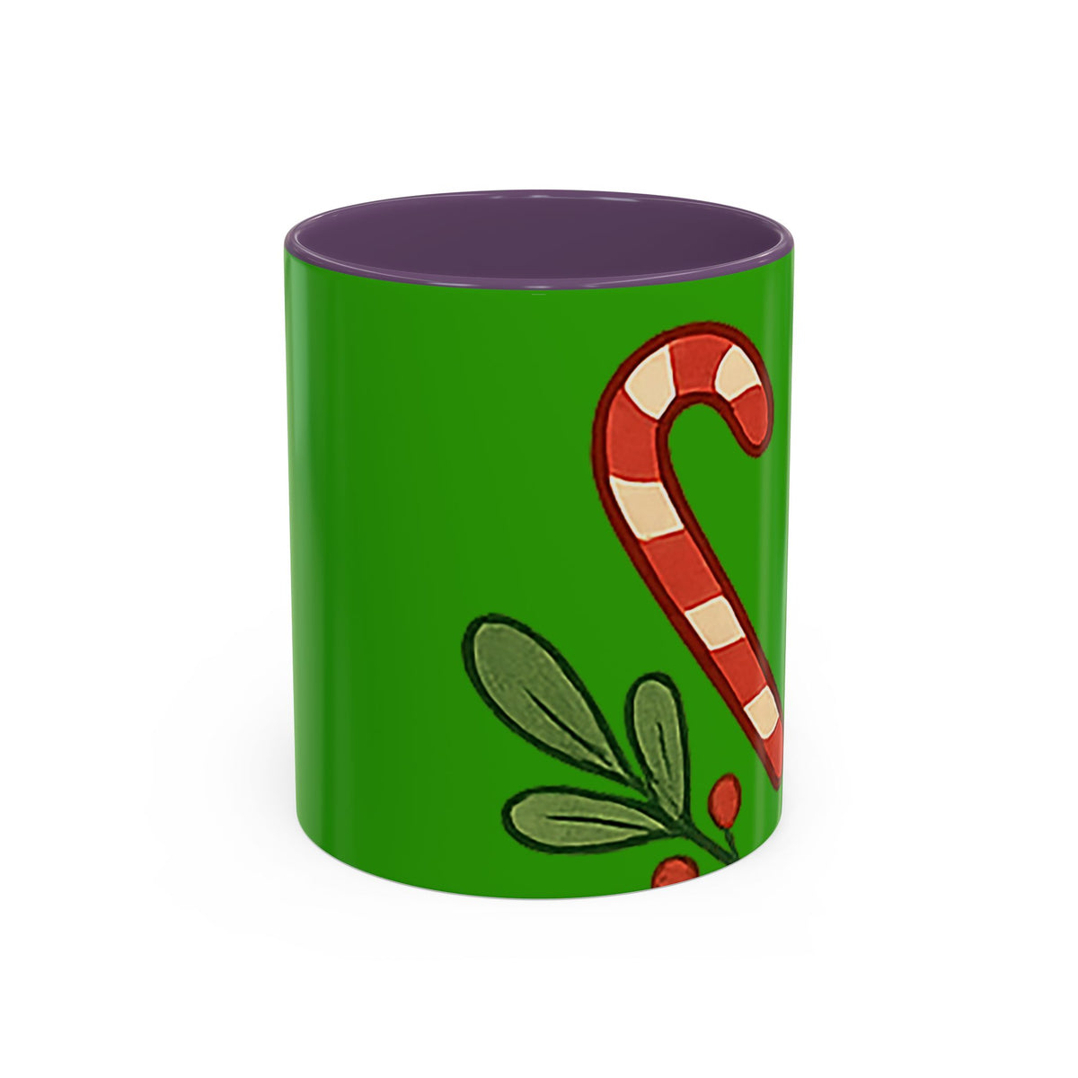 Holiday Candy Cane Mug — Festive Green Accent Coffee Cup (11/15oz)