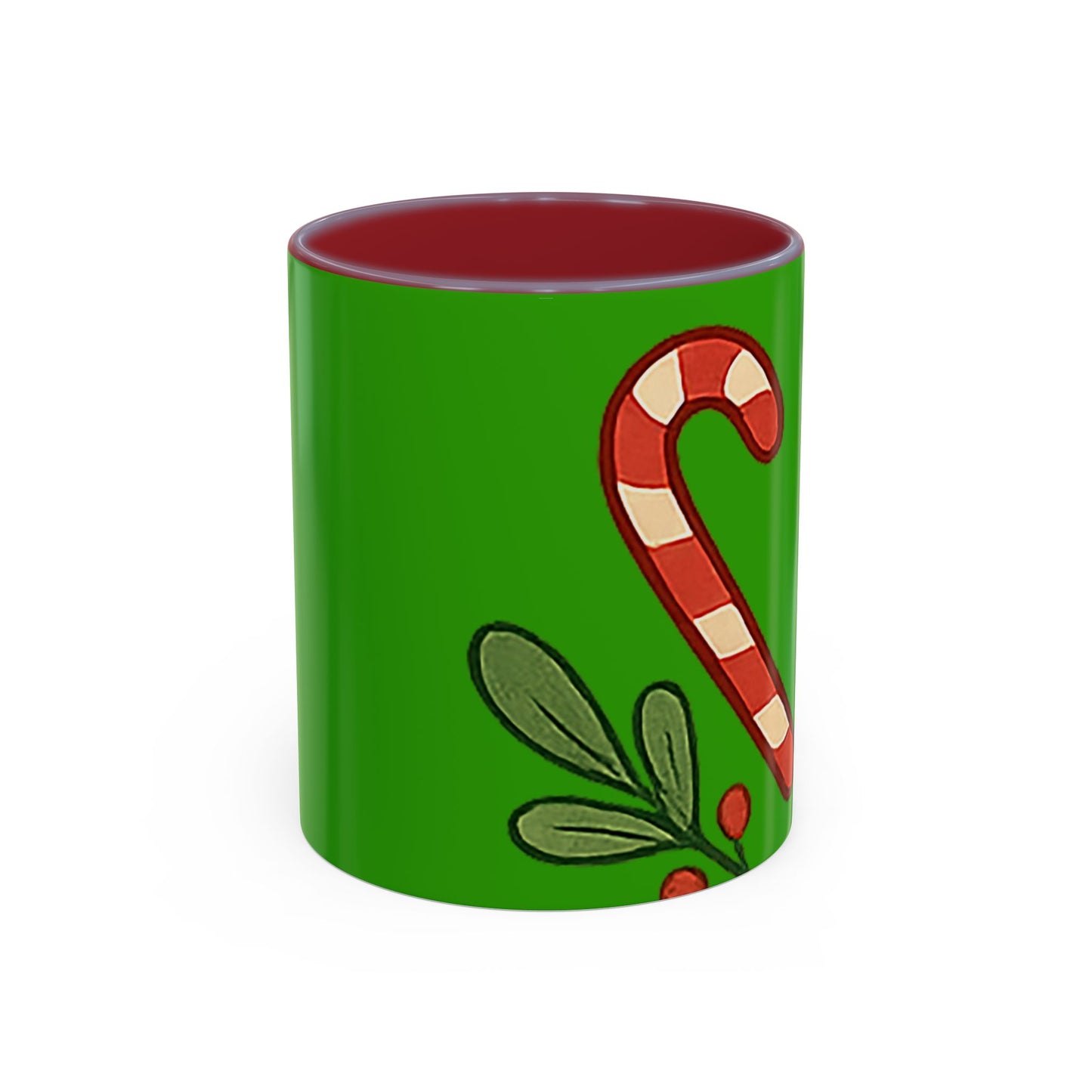 Holiday Candy Cane Mug — Festive Green Accent Coffee Cup (11/15oz)
