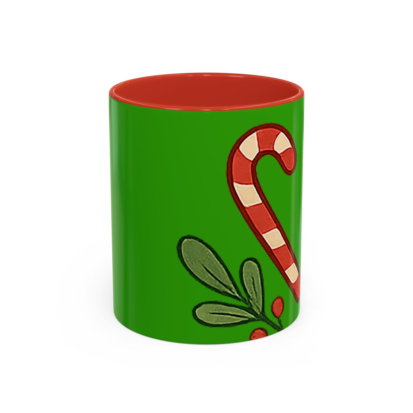 Holiday Candy Cane Mug — Festive Green Accent Coffee Cup (11/15oz)