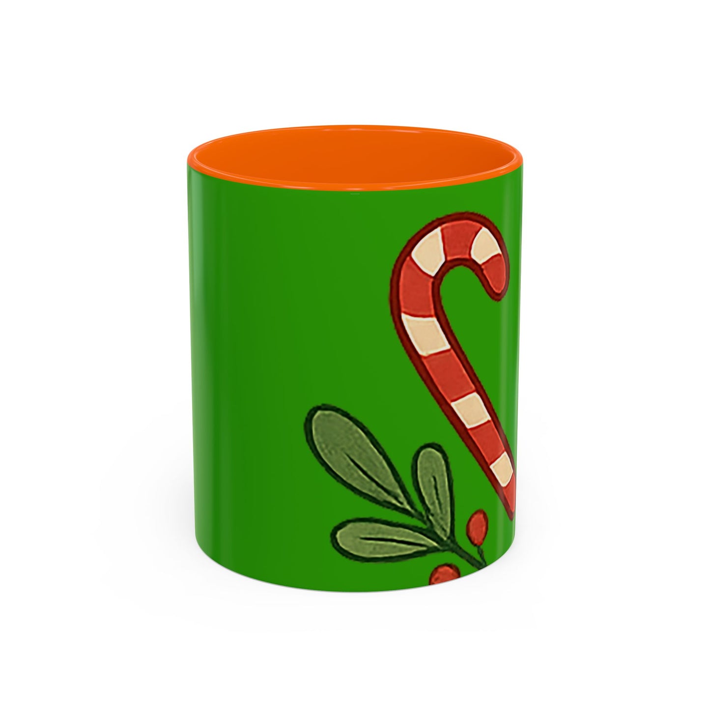 Holiday Candy Cane Mug — Festive Green Accent Coffee Cup (11/15oz)