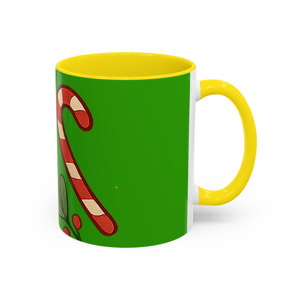 Holiday Candy Cane Mug — Festive Green Accent Coffee Cup (11/15oz)