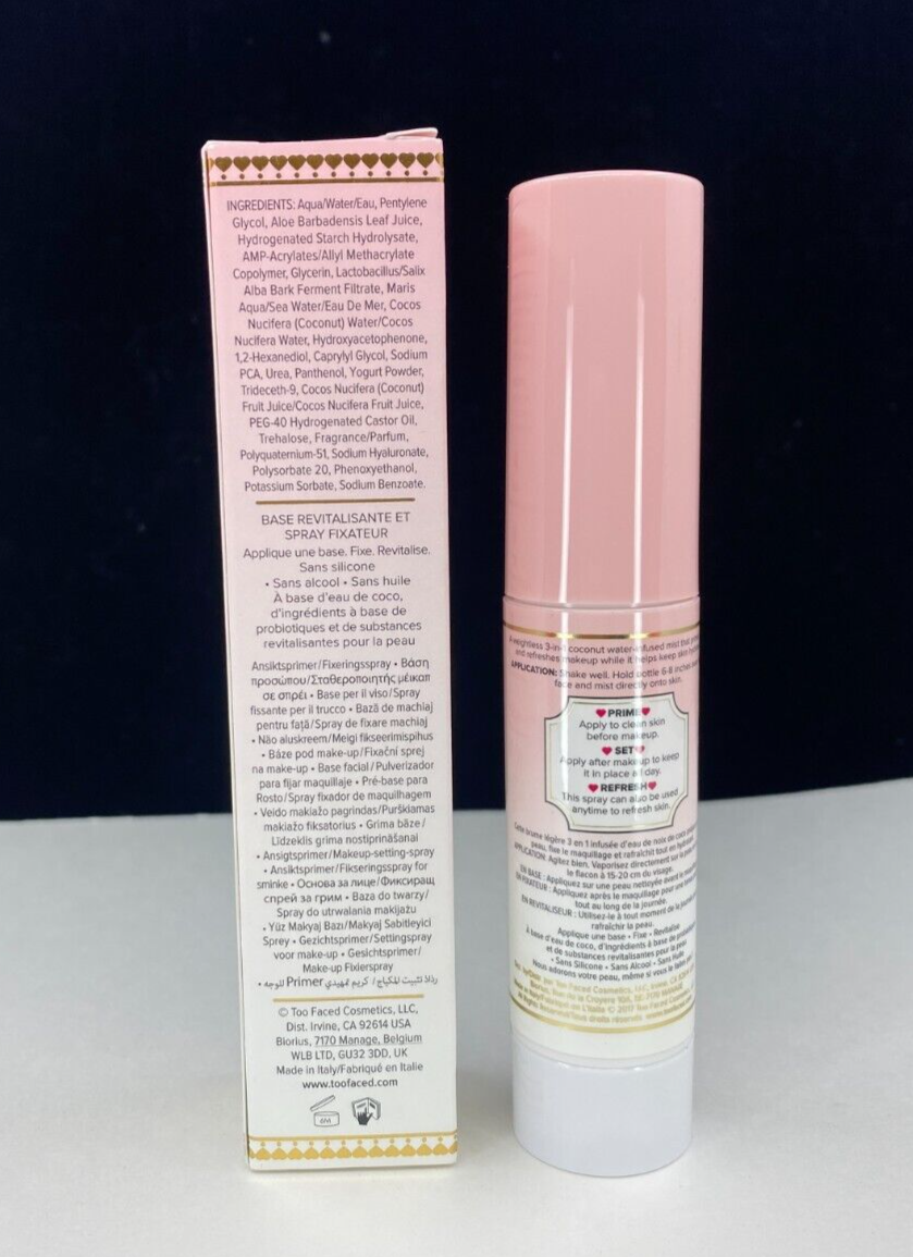 Too Faced Primer & Setting Spray Hangover 3 in 1 Replenishing 1 oz NIB