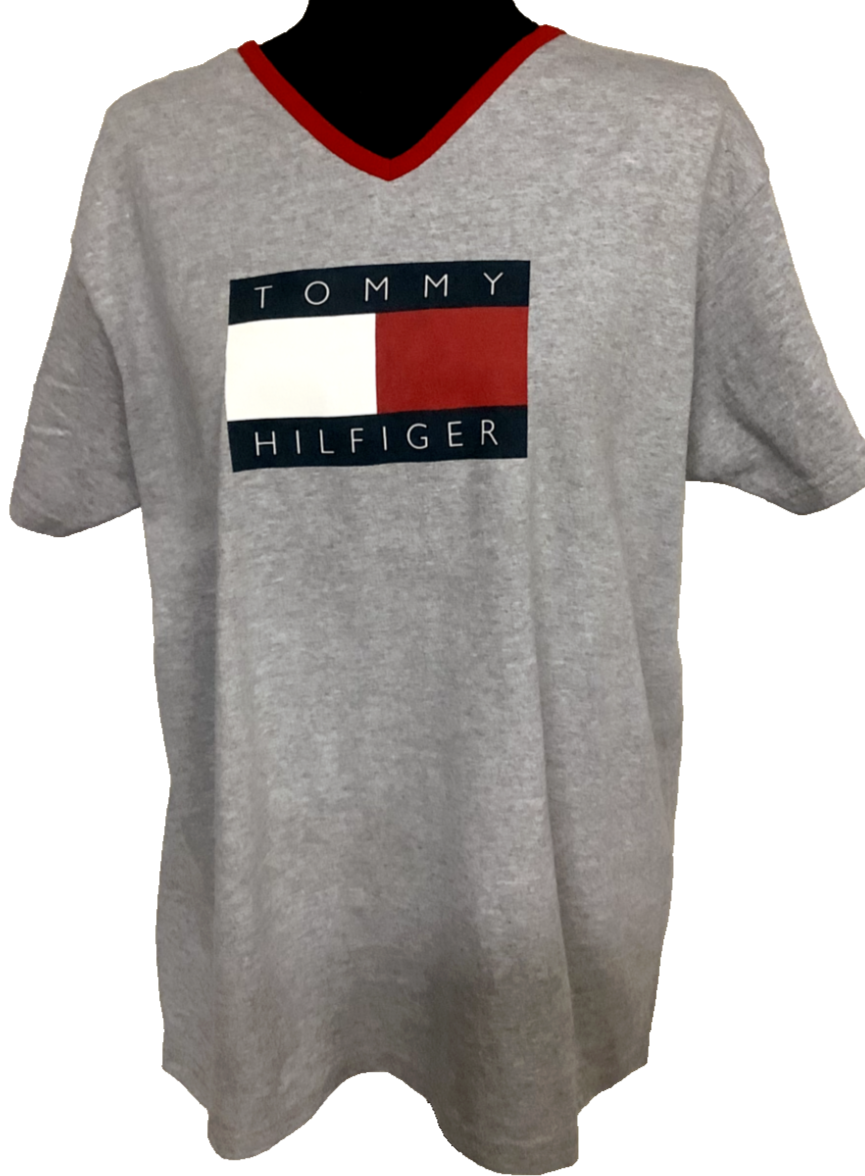 Tommy Hilfiger V-Neck Grey T-shirt Women's Size L - NEW