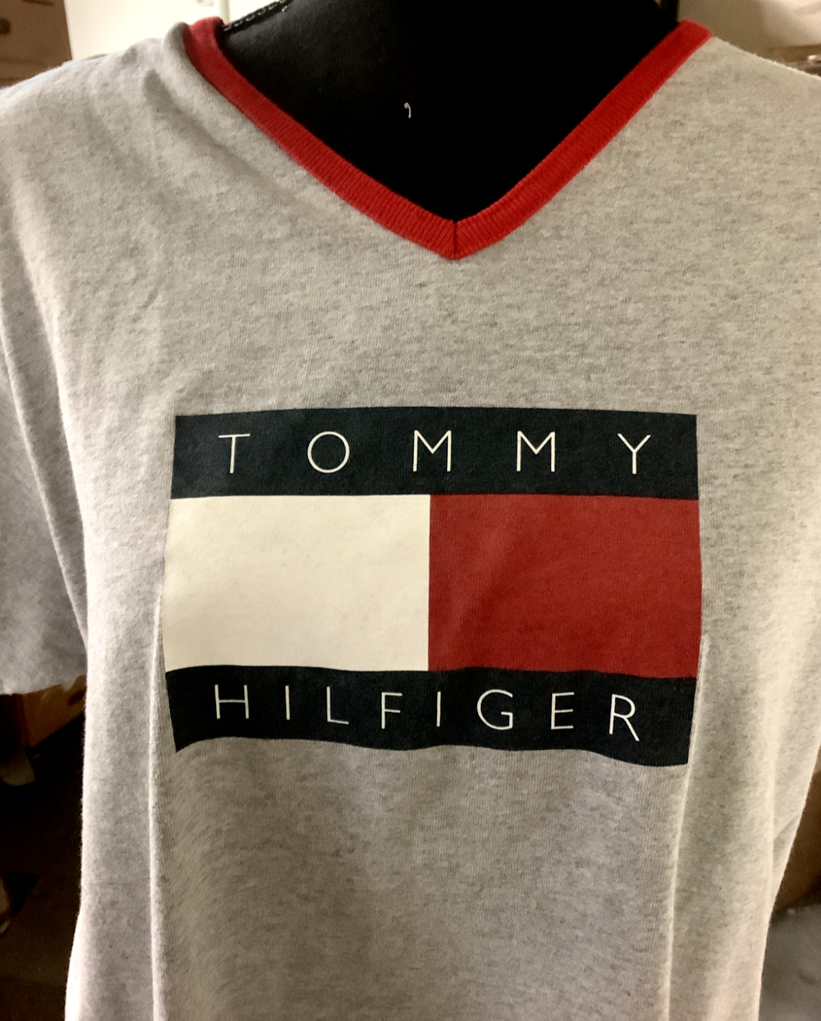 Tommy Hilfiger V-Neck Grey T-shirt Women's Size L - NEW